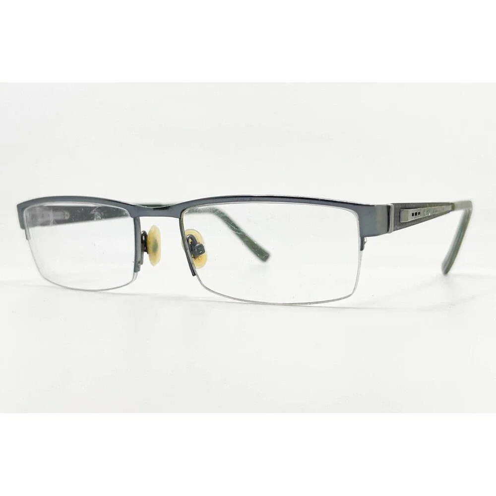 Tura Eyeglasses Mens Blue Semi-Rimless Rectangular Frames 54-18-140